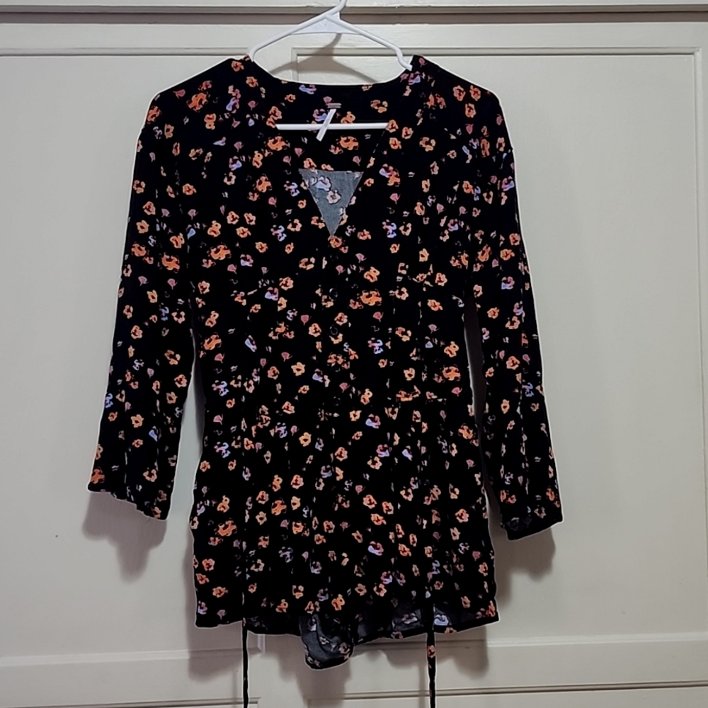 Free people black floral Romper